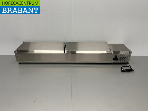 Thekenvitrine aus Edelstahl Thekenkühler saladière 9 x 1/4 GN 180 cm Horeca