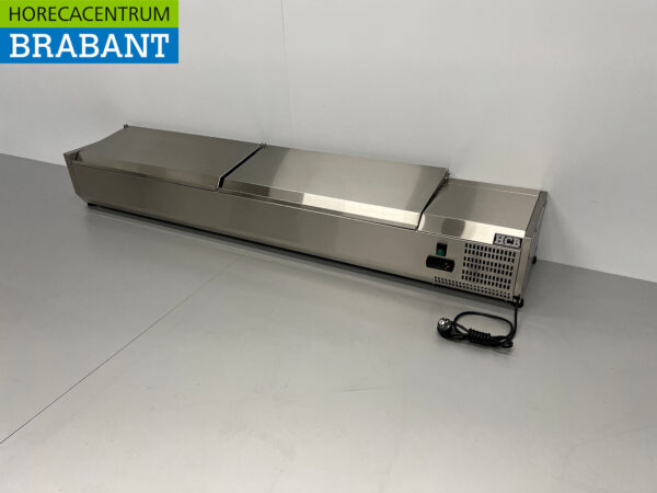 Thekenvitrine aus Edelstahl Thekenkühler saladière 9 x 1/4 GN 180 cm Horeca – Bild 2