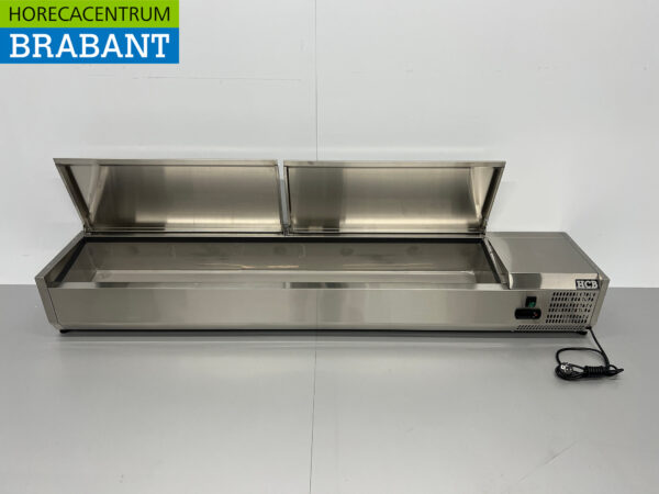 Thekenvitrine aus Edelstahl Thekenkühler saladière 9 x 1/4 GN 180 cm Horeca – Bild 4
