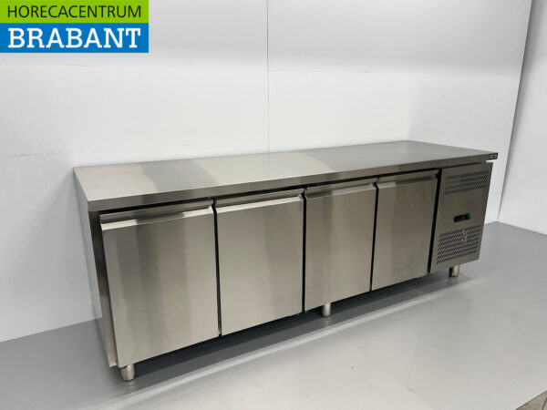 Gekühlte Werkbank aus Edelstahl 4 Türen 223 cm 230V Horeca – Bild 3