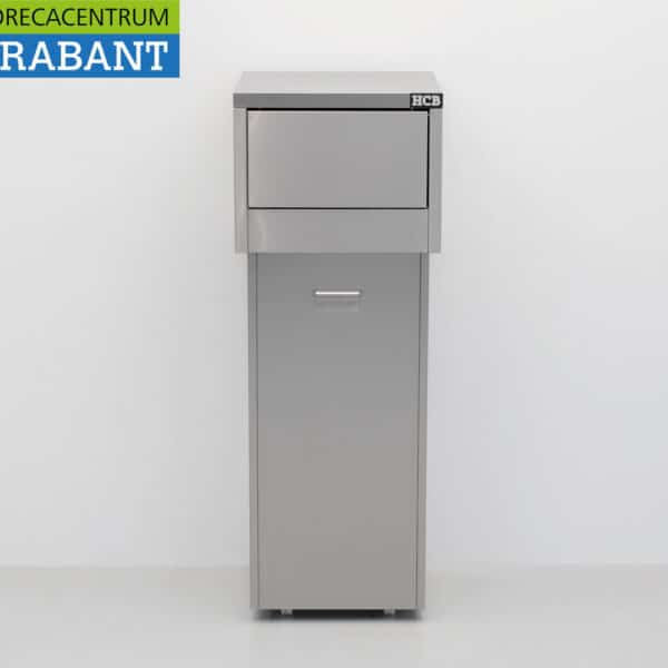 HCB Edelstahl-Abfallbehälter auf Rädern, Premium-Line, mit Schiebedeckel, 130 Liter, Gastronomie