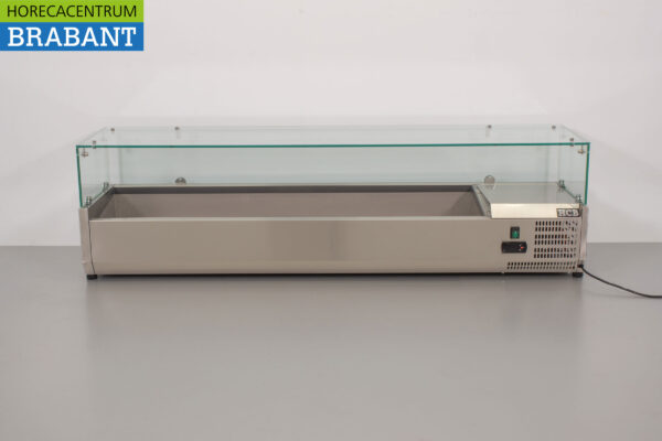 Thekenvitrine aus Edelstahl Thekenvitrine saladière 7 x 1/3 GN 160 cm Horeca