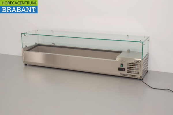 Thekenvitrine aus Edelstahl Thekenvitrine saladière 7 x 1/3 GN 160 cm Horeca – Bild 2