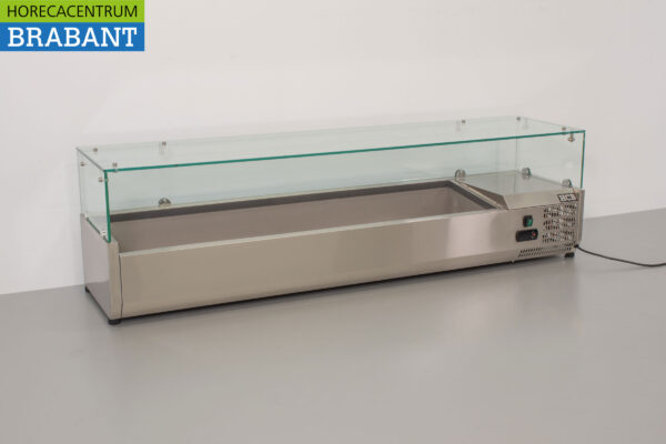 Thekenvitrine aus Edelstahl Thekenvitrine saladière 7 x 1/3 GN 160 cm Horeca – Bild 3