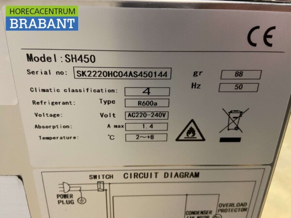 Edelstahl Saladette Gekühlte Arbeitsplatte 1 Tür 1/1 GN 43,5 cm 230V Horeca – Bild 7