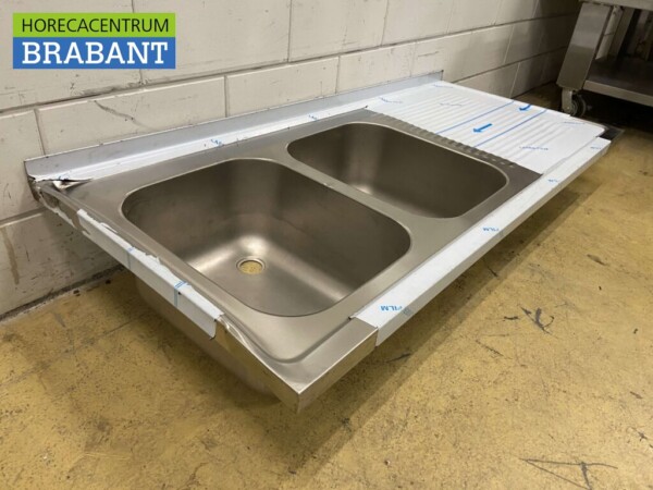 Spülbecken aus Edelstahl Doppelspülen 160 x 70 cm Horeca – Bild 3