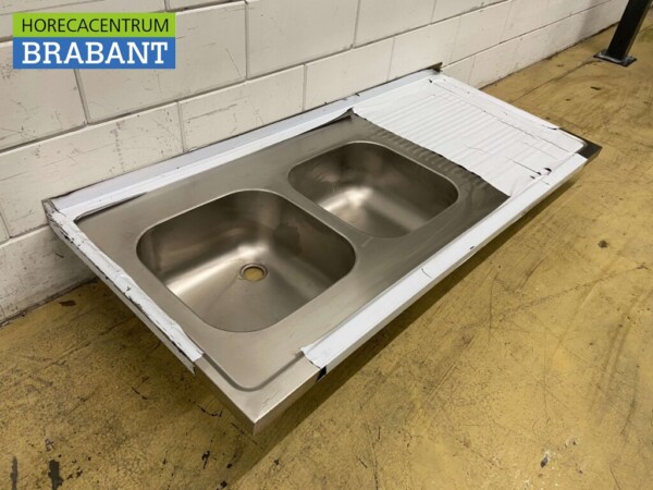 Spülbecken aus Edelstahl Doppelspülen 160 x 70 cm Horeca – Bild 2