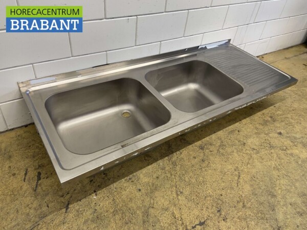 Spülbecken aus Edelstahl Doppelspülen 180 x 70 cm Catering – Bild 2