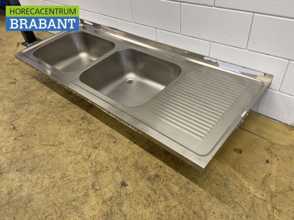 Spülbecken aus Edelstahl Doppelspülen 180 x 70 cm Catering – Bild 3