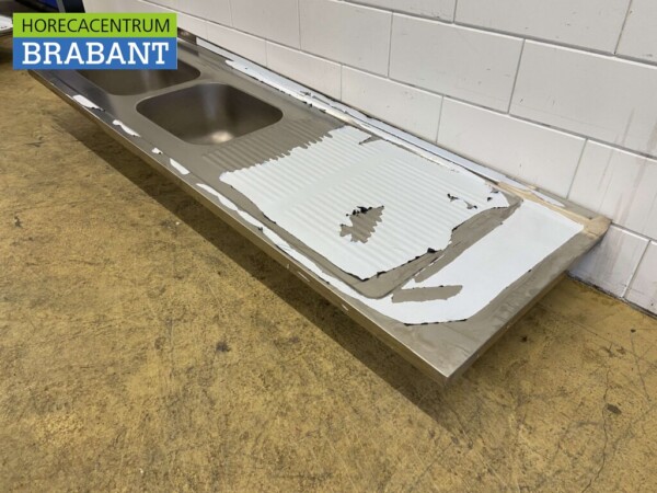 Spülbecken aus Edelstahl Doppelspülen 220 x 70 cm Catering – Bild 4