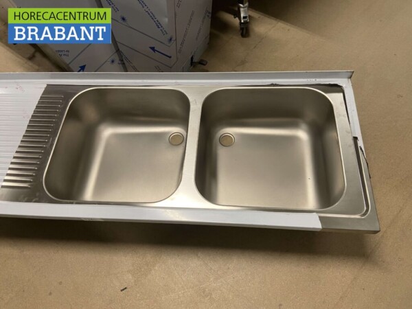 Spülbecken aus Edelstahl Doppelspülen 180 x 60 cm Catering – Bild 2