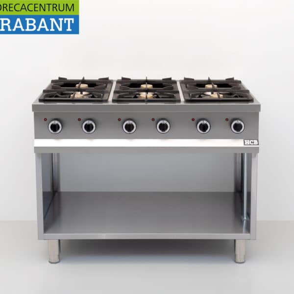 HCB Edelstahl-Gasherd mit 6 Kochstellen, Serie 700, 110 cm, 36 kW, Gastronomie