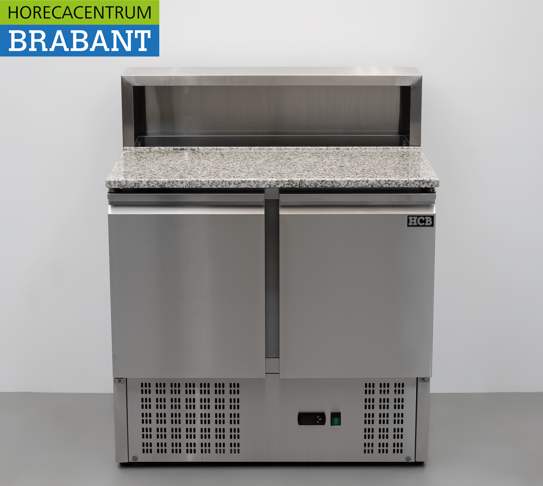 HCB Edelstahl-Pizza-Arbeitsplatte, Pizzatisch, Saladette, 90 cm, 230 V, Gastronomie
