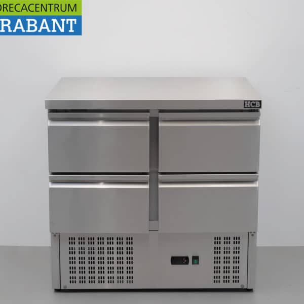 HCB Edelstahl-Kühlarbeitsplatte mit 4 Schubladen, 90 cm, 230 V, Gastronomie