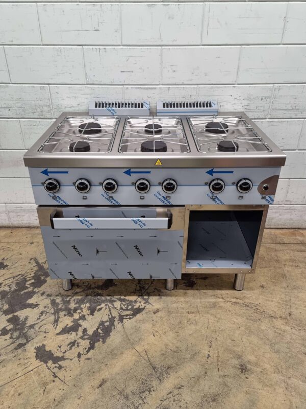 Edelstahl MBM Dexion 6-Flammen-Herd Gasherd mit Gasofen 110 cm GAS Horeca
