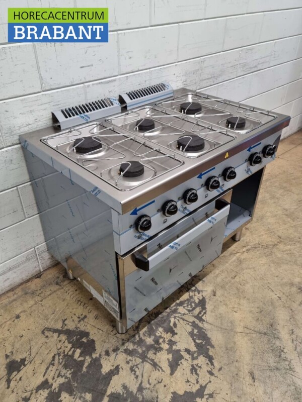 Edelstahl MBM Dexion 6-Flammen-Herd Gasherd mit Gasofen 110 cm GAS Horeca – Bild 2
