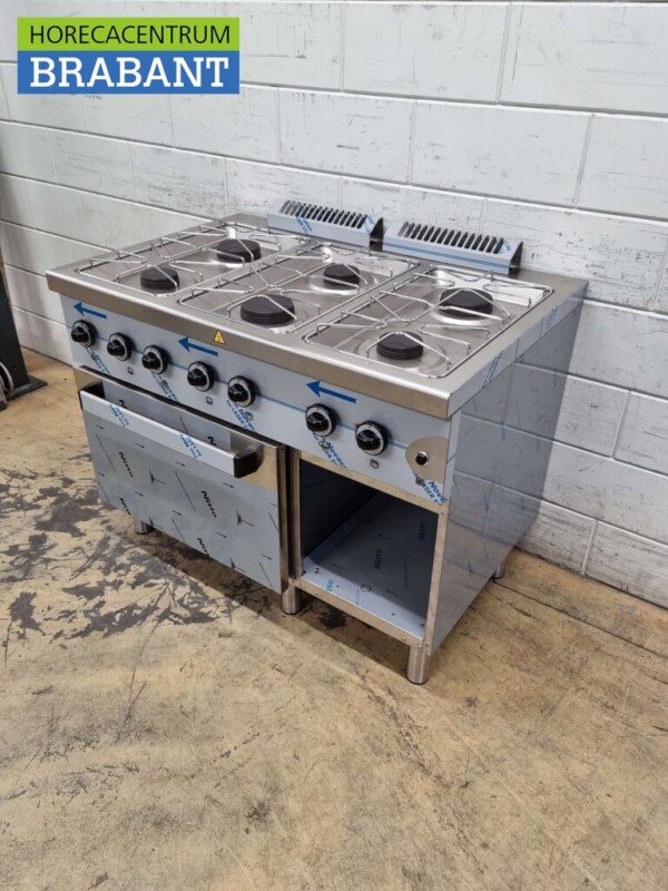 Edelstahl MBM Dexion 6-Flammen-Herd Gasherd mit Gasofen 110 cm GAS Horeca – Bild 3