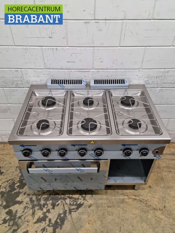 Edelstahl MBM Dexion 6-Flammen-Herd Gasherd mit Gasofen 110 cm GAS Horeca – Bild 4