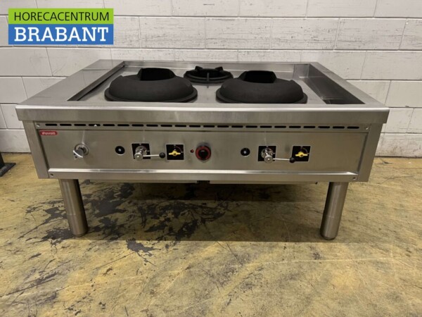 Edelstahl Nayati Wok Tisch Wok Herd 3 Brenner 150 cm GAS Erdgas Catering