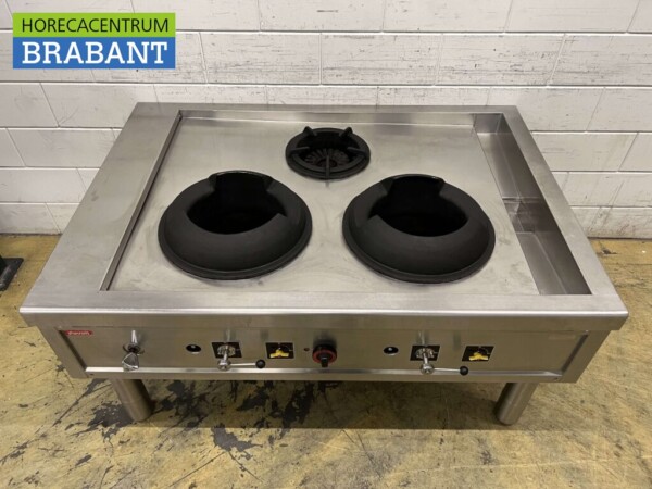 Edelstahl Nayati Wok Tisch Wok Herd 3 Brenner 150 cm GAS Erdgas Catering – Bild 2