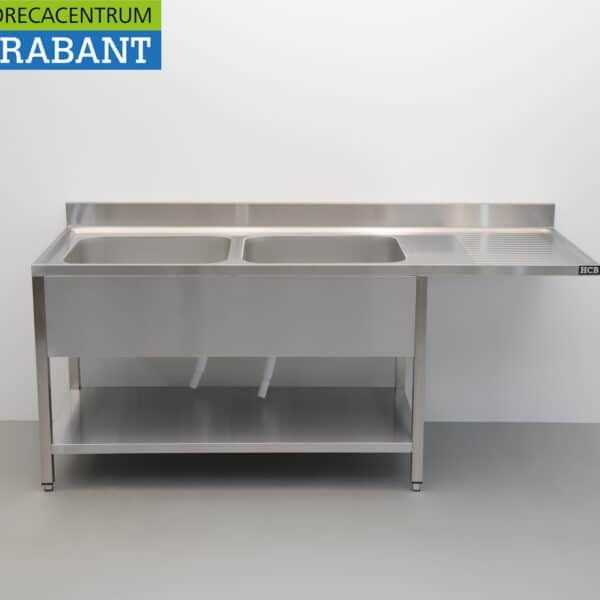 HCB Edelstahl-Spülbecken mit zwei Becken, Premium-Line, 200 cm, Gastronomie