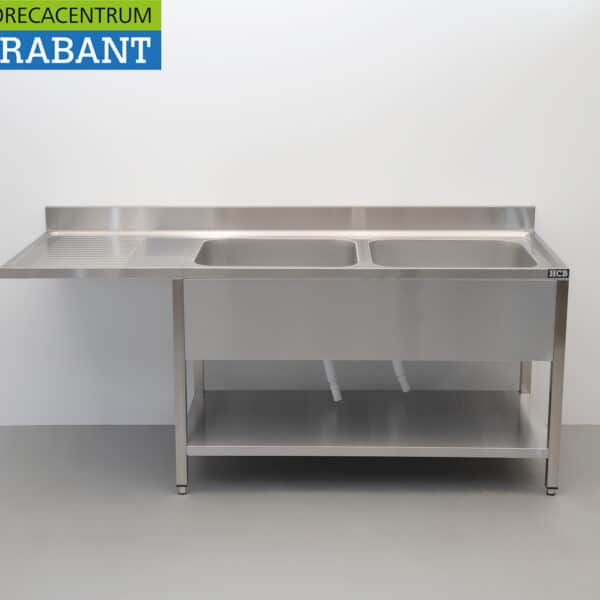 HCB Edelstahl-Spülbecken mit zwei Becken, Premium-Line, 200 cm, Gastronomie