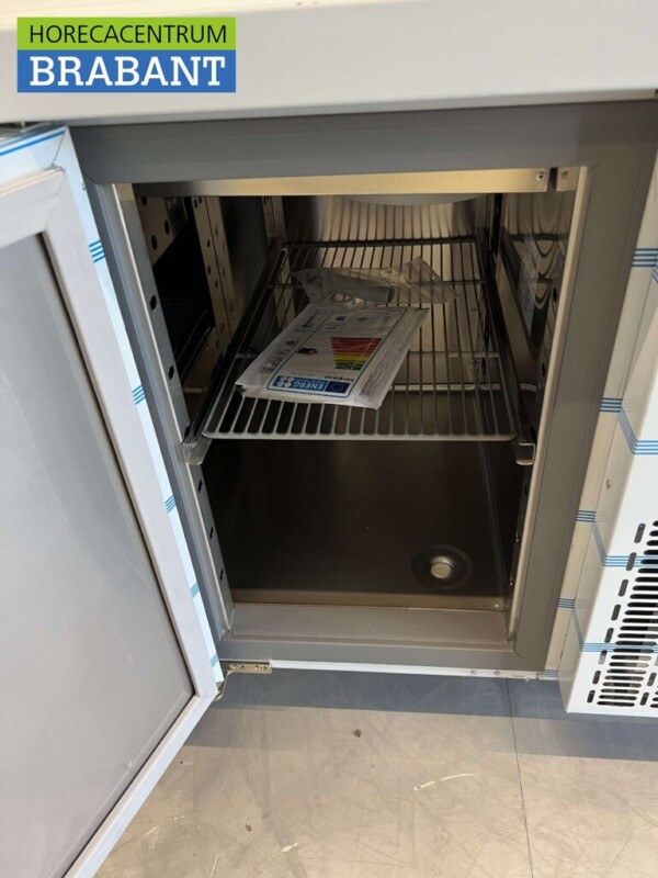 Edelstahl Coreco Premium gekühlte Werkbank 2 Schubladen und 1 Tür 1/1 Gastronorm 134,5 cm Catering – Bild 5