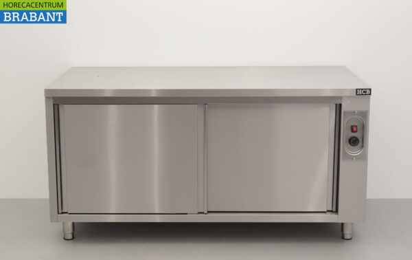 HCB Plattenwärmeschrank aus Edelstahl 2 Schiebetüren Premium-line 160 cm Horeca