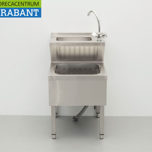 HCB Edelstahl Doppelspüle Ausgussbecken Kombiarmatur 50,5 cm Horeca