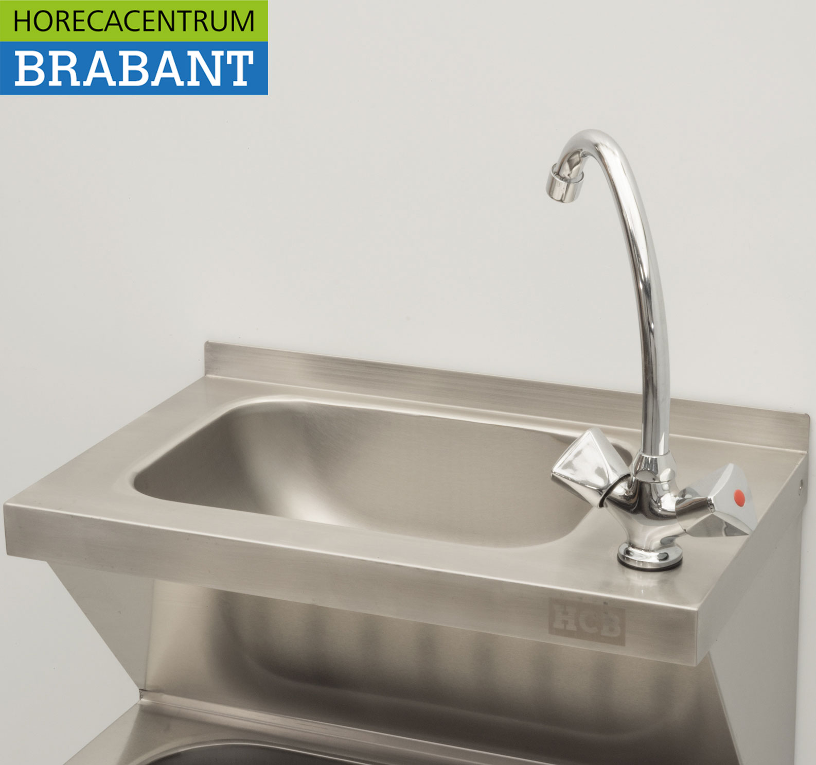 HCB Edelstahl Doppelspüle Ausgussbecken Kombiarmatur 50,5 cm Horeca – Bild 4