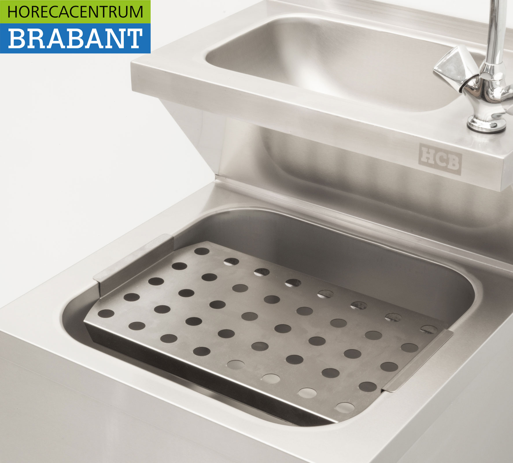 HCB Edelstahl Doppelspüle Ausgussbecken Kombiarmatur 50,5 cm Horeca – Bild 5