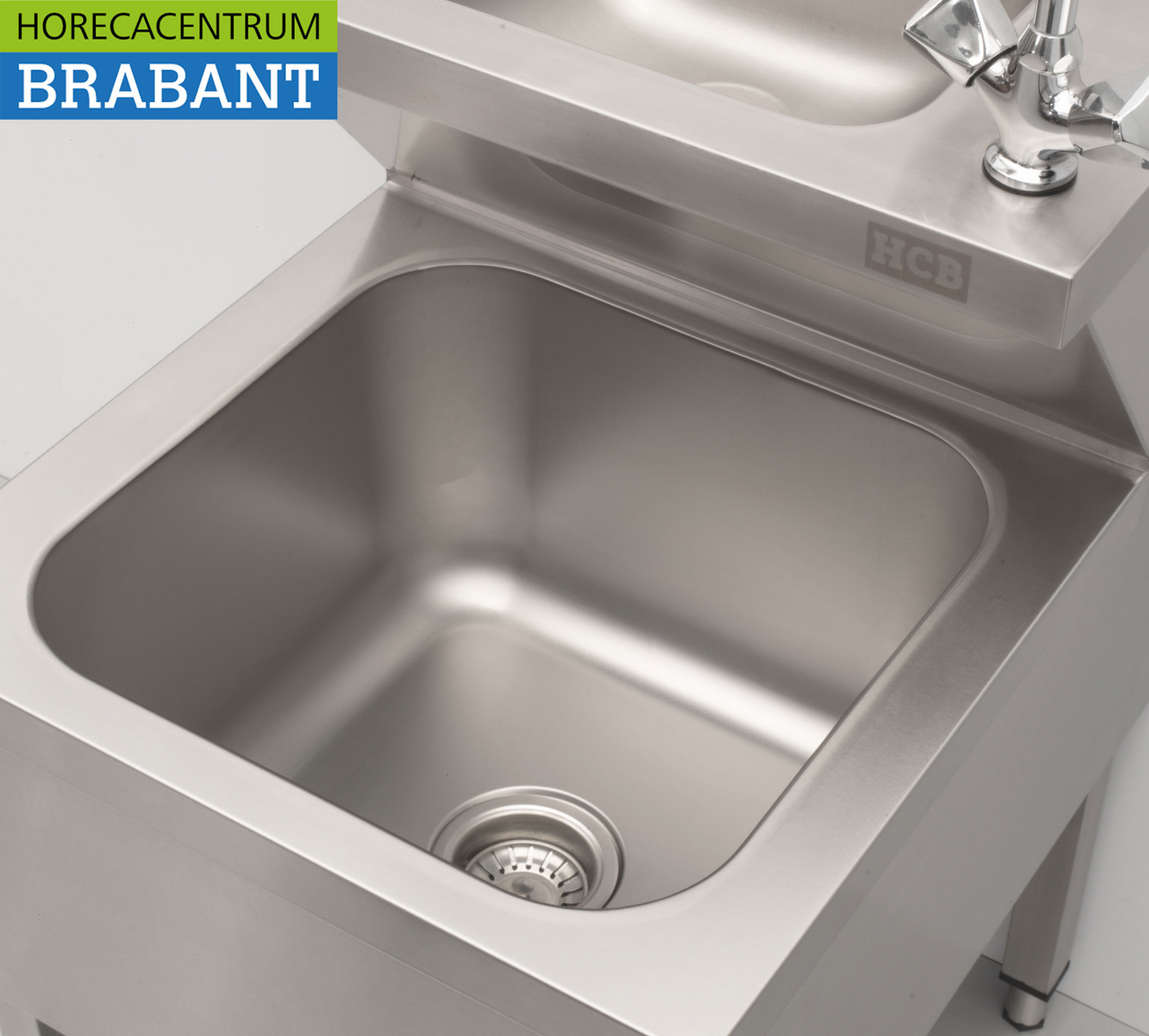 HCB Edelstahl Doppelspüle Ausgussbecken Kombiarmatur 50,5 cm Horeca – Bild 7