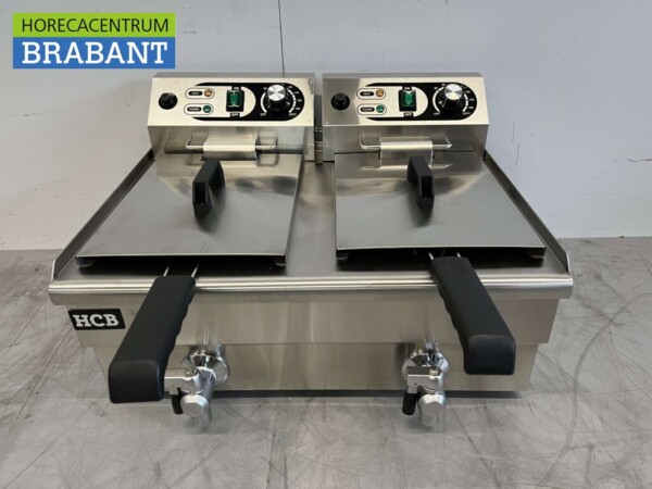 Edelstahl Doppelfritteuse Fritteuse Ablassventil 2 x 10 Liter 2 x 230V Horeca
