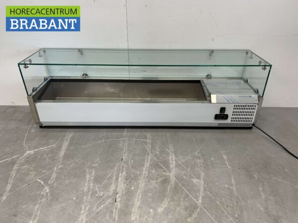 Thekenvitrine aus Edelstahl Thekenkühler saladière 6 x 1/4 GN 140 cm Horeca
