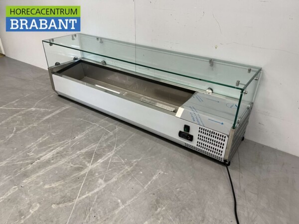 Thekenvitrine aus Edelstahl Thekenkühler saladière 6 x 1/4 GN 140 cm Horeca – Bild 2