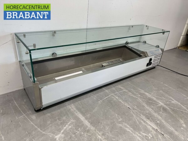 Thekenvitrine aus Edelstahl Thekenkühler saladière 6 x 1/4 GN 140 cm Horeca – Bild 3