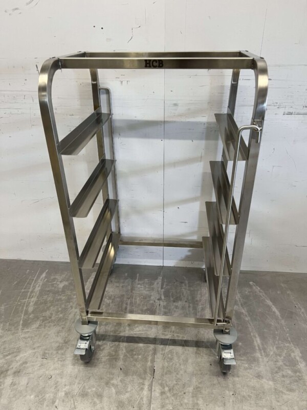 Edelstahl Regal Wagen für 4 Waschkisten Waschkörbe 50 x 50 cm Horeca