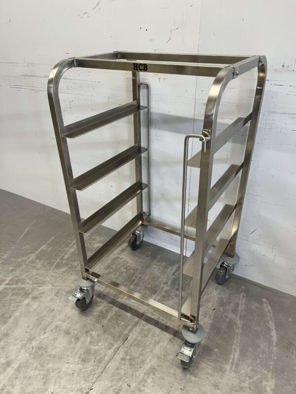 Edelstahl Regal Wagen für 4 Waschkisten Waschkörbe 50 x 50 cm Horeca – Bild 2