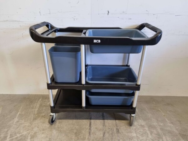 Kunststoff-Abräumwagen 3 Etagen mit 5 Behältern 104 cm Catering