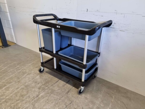 Kunststoff-Abräumwagen 3 Etagen mit 5 Behältern 104 cm Catering – Bild 3