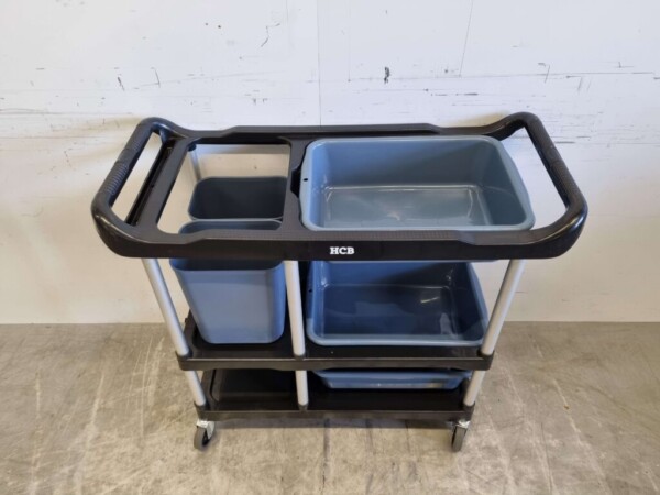 Kunststoff-Abräumwagen 3 Etagen mit 5 Behältern 104 cm Catering – Bild 5