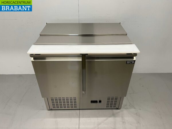 Edelstahl HCB Saladette Gekühlte Werkbank 2 Türen 1/1 GN 90 cm 230V Horeca