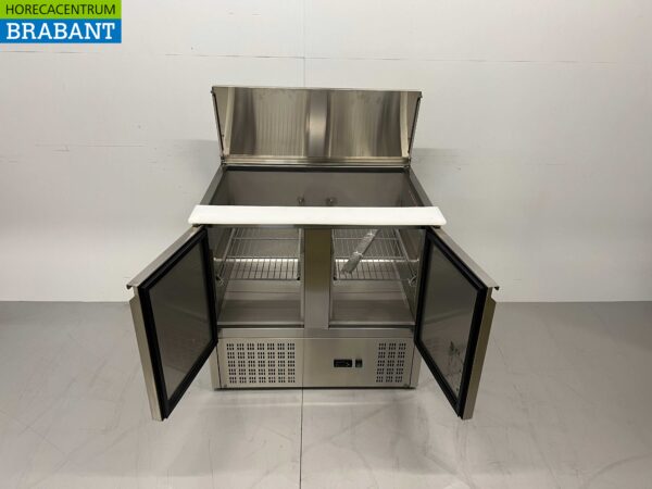 Edelstahl HCB Saladette Gekühlte Werkbank 2 Türen 1/1 GN 90 cm 230V Horeca – Bild 4