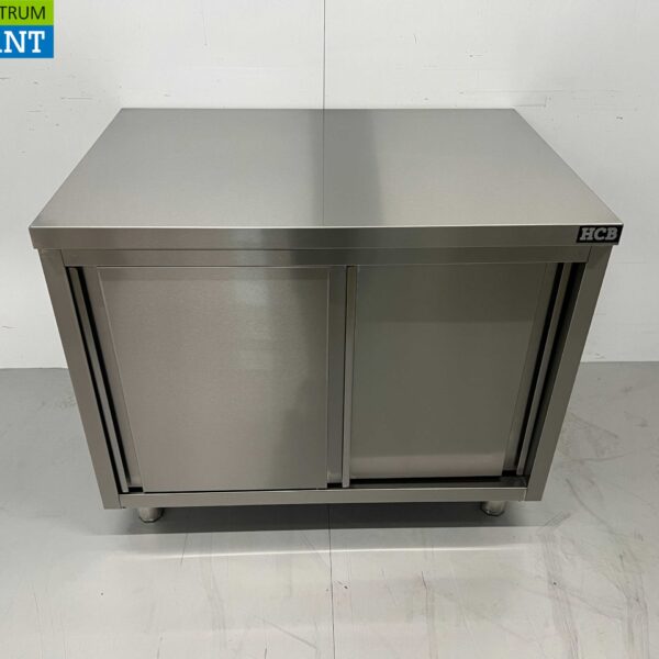 Edelstahl Premium-line Schrank Arbeitstisch 2 Schiebetüren 100 cm Catering