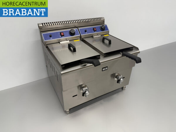 HCB Edelstahl-Doppelfritteuse Frittieren 2 x 14 Liter PROPAAN GAS Catering – Bild 3