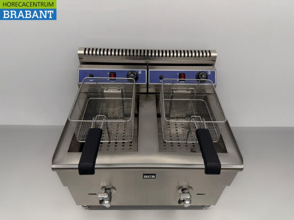 HCB Edelstahl-Doppelfritteuse Frittieren 2 x 14 Liter PROPAAN GAS Catering – Bild 4