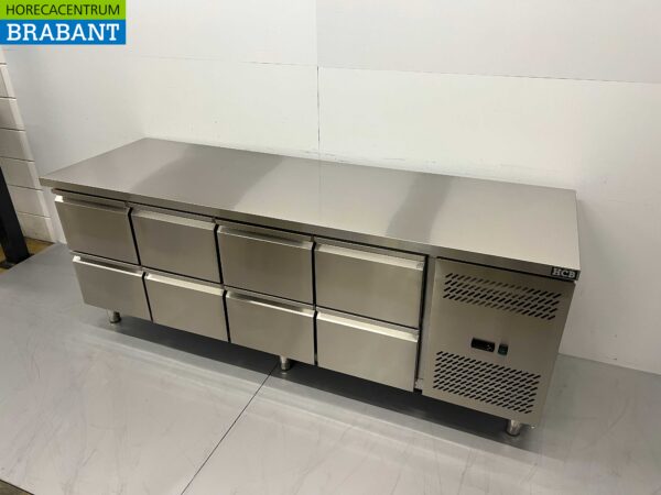 Gekühlte Werkbank aus Edelstahl 8 Schubladen 223 cm 230V Horeca – Bild 2