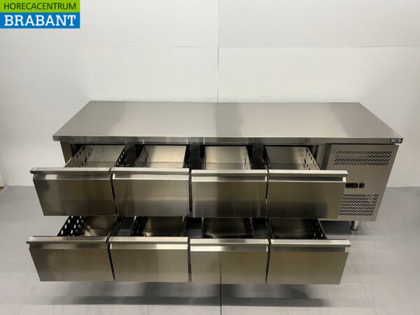Gekühlte Werkbank aus Edelstahl 8 Schubladen 223 cm 230V Horeca – Bild 4