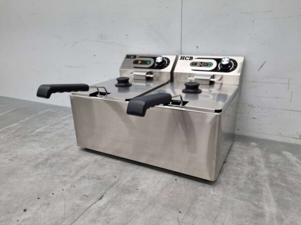 Edelstahl-Doppelfritteuse Frittieren 2 x 8 Liter 230V Horeca – Bild 2