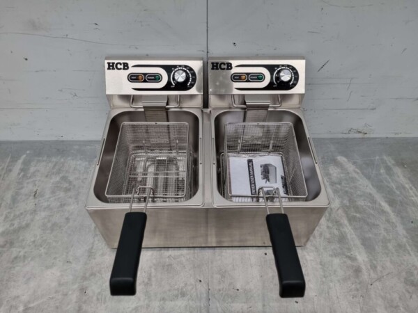 Edelstahl-Doppelfritteuse Frittieren 2 x 8 Liter 230V Horeca – Bild 4